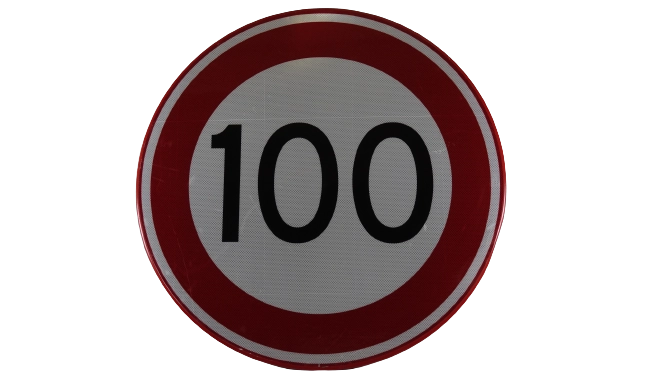 Verkeersborden - tweedehands - Verkeersbord RVV A01-100 - Maximum snelheid 100 kmh