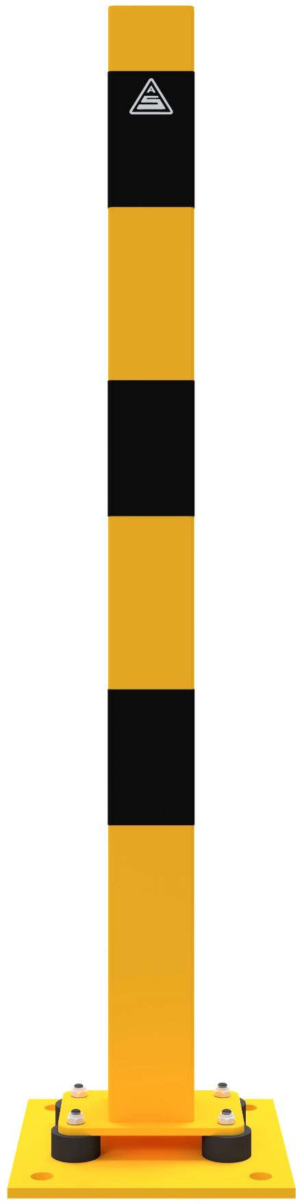 Beschermpalen geel-zwart - Afzetpaal 70x70 mm geelzwart 100 cm met kantelbare voetplaat