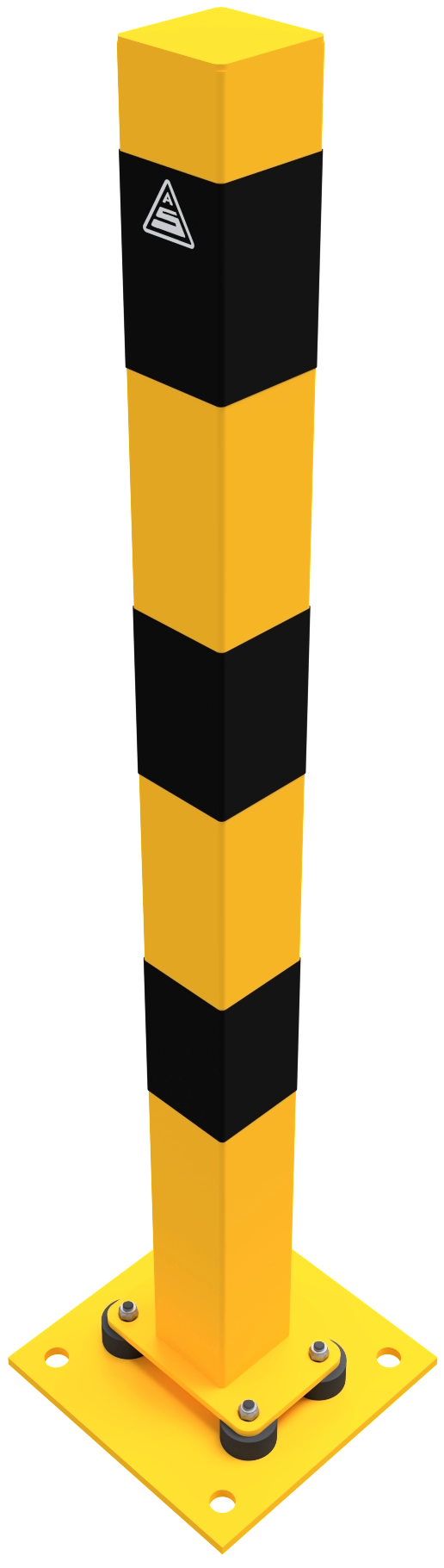 Beschermpalen geel-zwart - Beschermpaal 70x70 mm geelzwart 100 cm met kantelbare voetplaat