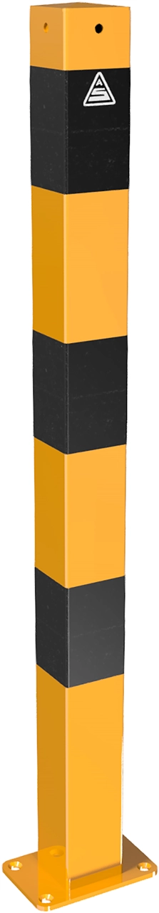 Beschermpalen geel-zwart - Beschermpaal 70x70 mm geelzwart 90 cm met grondplaat