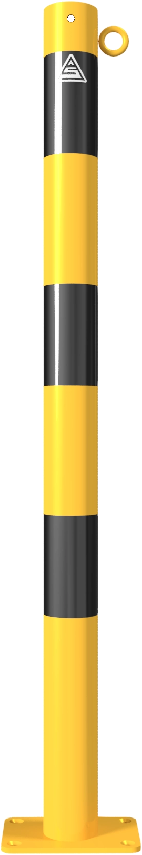Beschermpalen geel-zwart - Beschermpaal-60x900mm-met-voetplaat-1oog