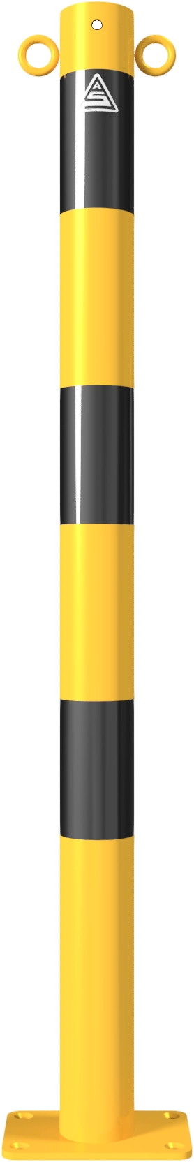 Beschermpalen geel-zwart - Beschermpaal-60x900mm-met-voetplaat-2ogen