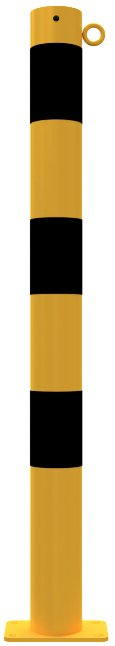 Beschermpalen geel-zwart - Beschermpaal-76x900mm-met-voetplaat-1oog