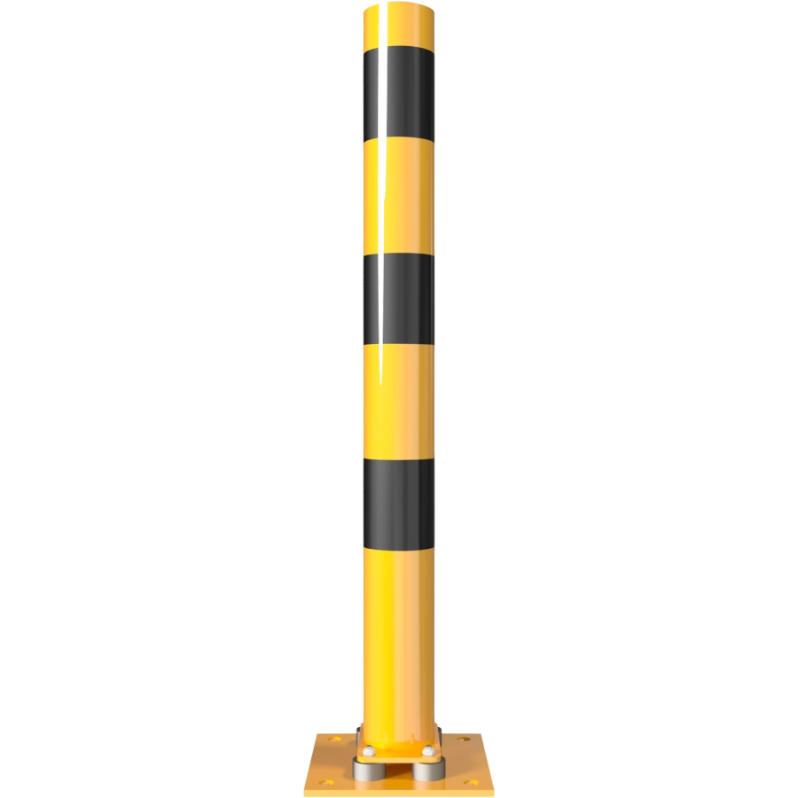 Beschermpalen geel-zwart - Rampaal-89mm-staal-geel-zwart-beschermpaal