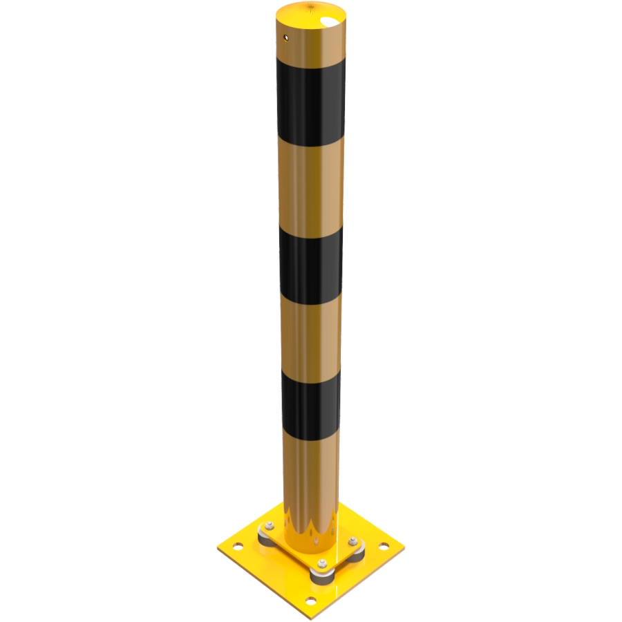Beschermpalen geel-zwart - Rampaal-89mm-staal-geel-zwart