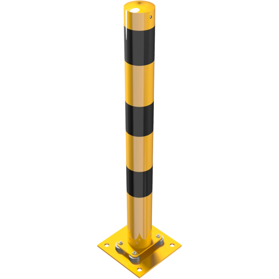 Beschermpalen geel-zwart - Rampaal-beschermpaal-89mm-staal-geel-zwart