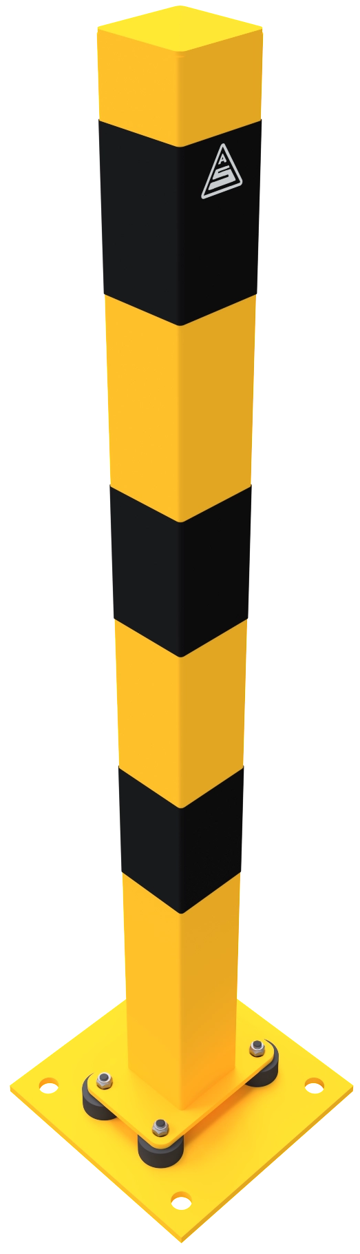 Beschermpalen geel-zwart - Veiligheidspaal 70x70 mm geelzwart 100 cm met kantelbare voetplaat
