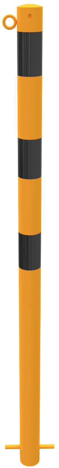Beschermpalen geel-zwart - afzetpaal-60x900mm-bovengronds-geel-zwart-met-1oog-grondankers
