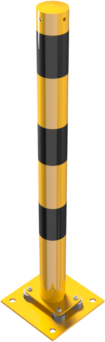 Beschermpalen geel-zwart - beschermpaal-rampaal-76mm-staal-geel-zwart