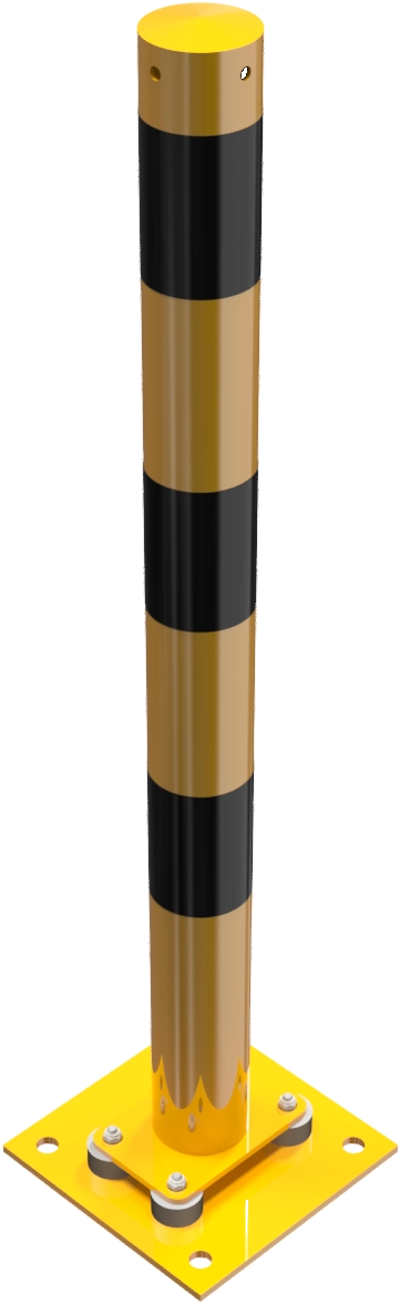 Beschermpalen geel-zwart - rampaal-76mm-staal-geel-zwart-beschermpaal
