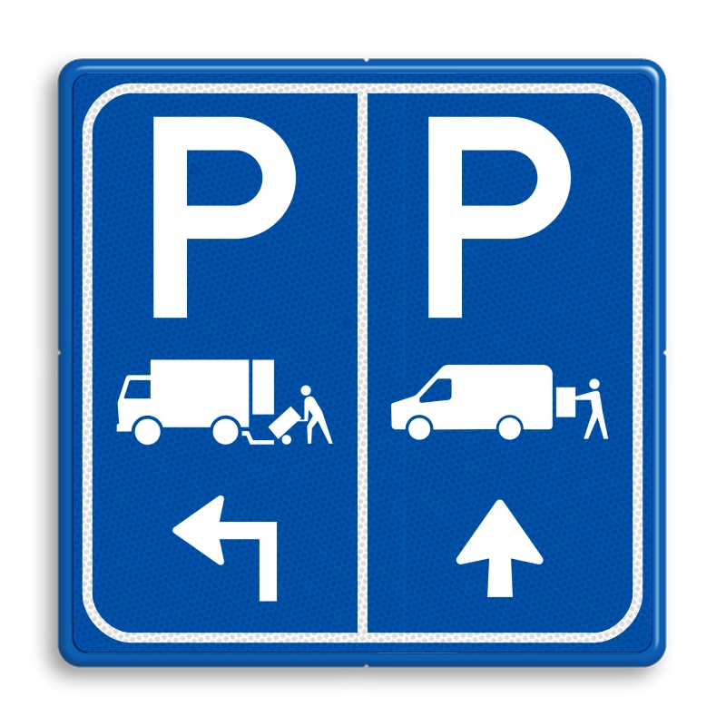 Parkeerroute borden - parkeerbord-e07-vrachtwagen-en-transporterbusje-met-pijlen-Traffictotaal.nl