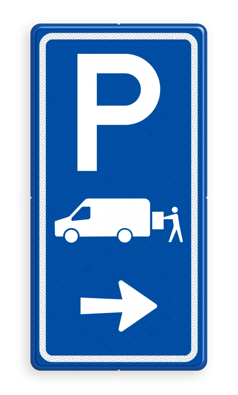 Parkeerroute borden - parkeerroutebord-e7b-ladenlossen-busje-met-pijl-Traffictotaal.nl