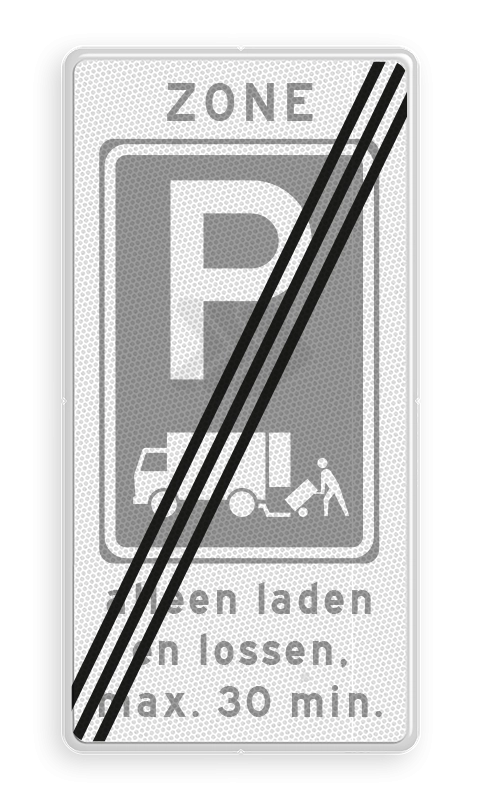 Laden en lossen borden - zonebord-laden-en-lossen-rvv-e07-einde-zone-met-ondertekst-Traffictotaal.nl