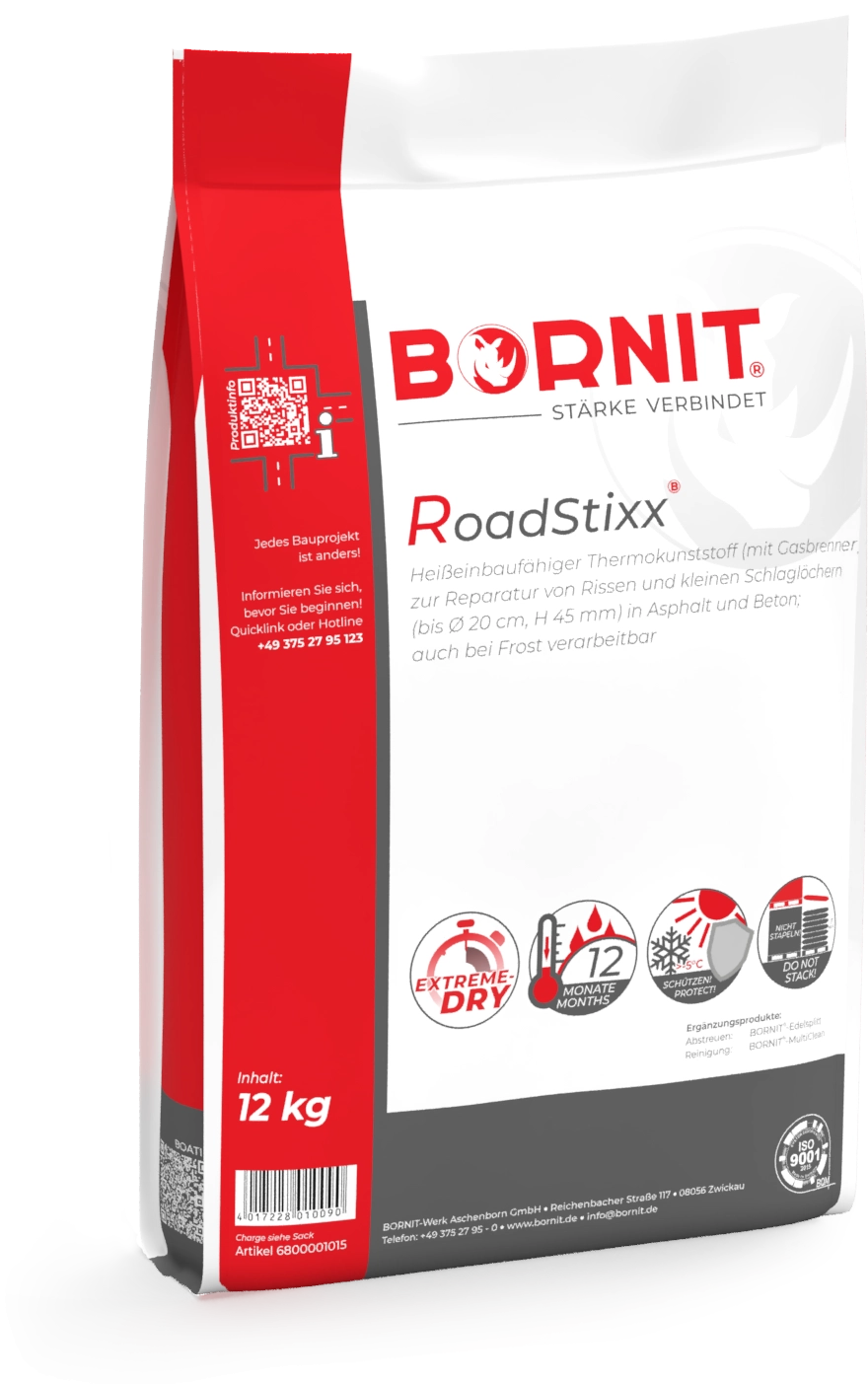 Rafeling, oppervlakkige schade - RoadStixx - zak 12 kg voor een egaal en vlak oppervlak asfalt