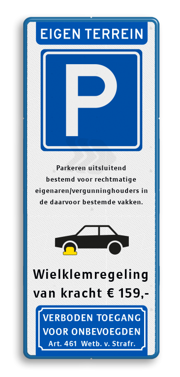 Parkeerborden (toegestaan) - parkeerbord-400x1000x28-mm-eigen-terrein-e04-en-eigen-tekst-traffictotaal.nl