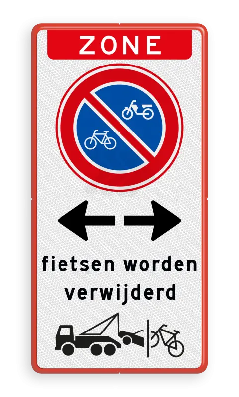 Parkeerborden (verboden) - parkeerbord-zone-geen-bromfietsen-plaatsen-rvv-e03-wegsleepregeling-fietsen-tekst