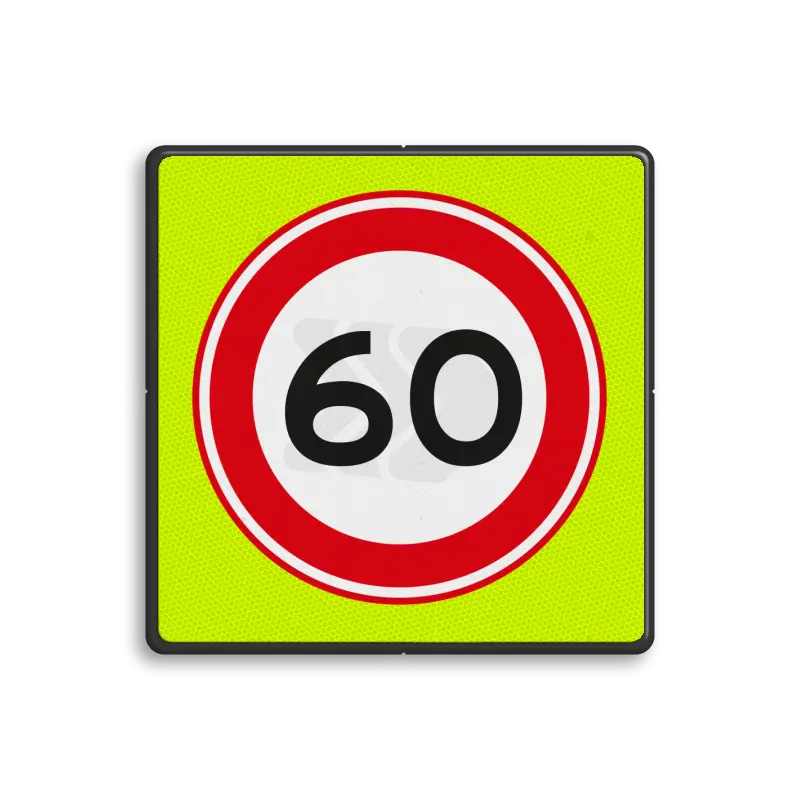 SNELHEIDSBORDEN MET ACHTERGRONDSCHILD - verkeersbord-rvv-a01-060f-maximum-snelheid-60-kmh