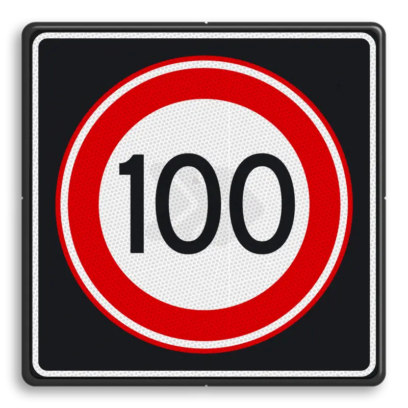 SNELHEIDSBORDEN MET ACHTERGRONDSCHILD - verkeersbord-rvv-a01-100s-maximum-snelheid-100-kmh