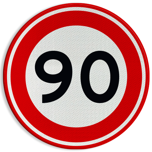 SNELHEIDSBORDEN - verkeersbord-rvv-a01-90-maximum-snelheid-90-kmh