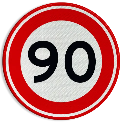 SNELHEIDSBORDEN - verkeersbord-rvv-a01-90-maximum-snelheid-90-kmh