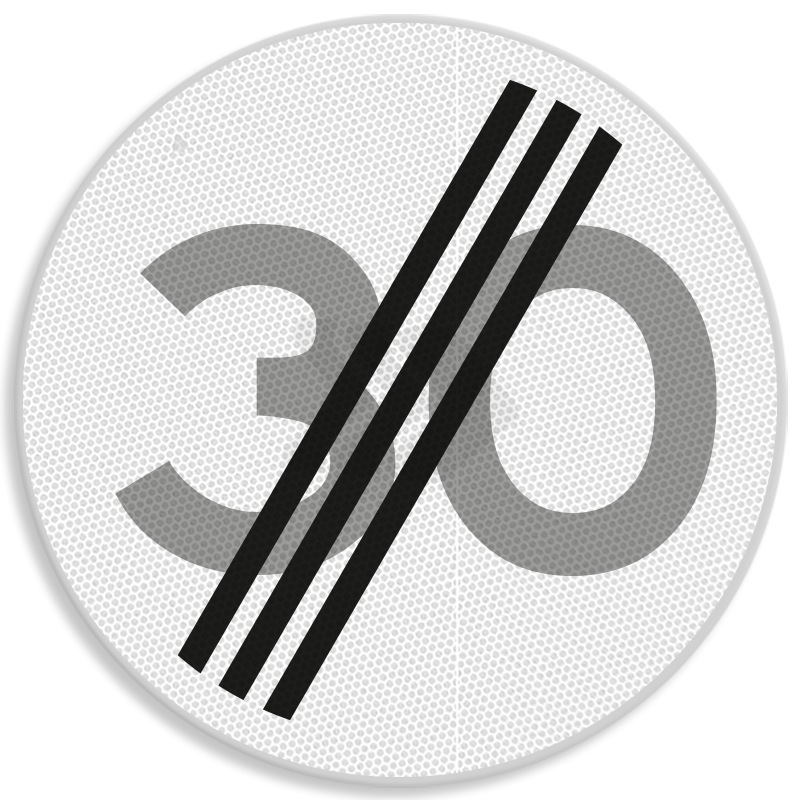 SNELHEIDSBORDEN - verkeersbord-rvv-a02-30-einde-maximum-snelheid