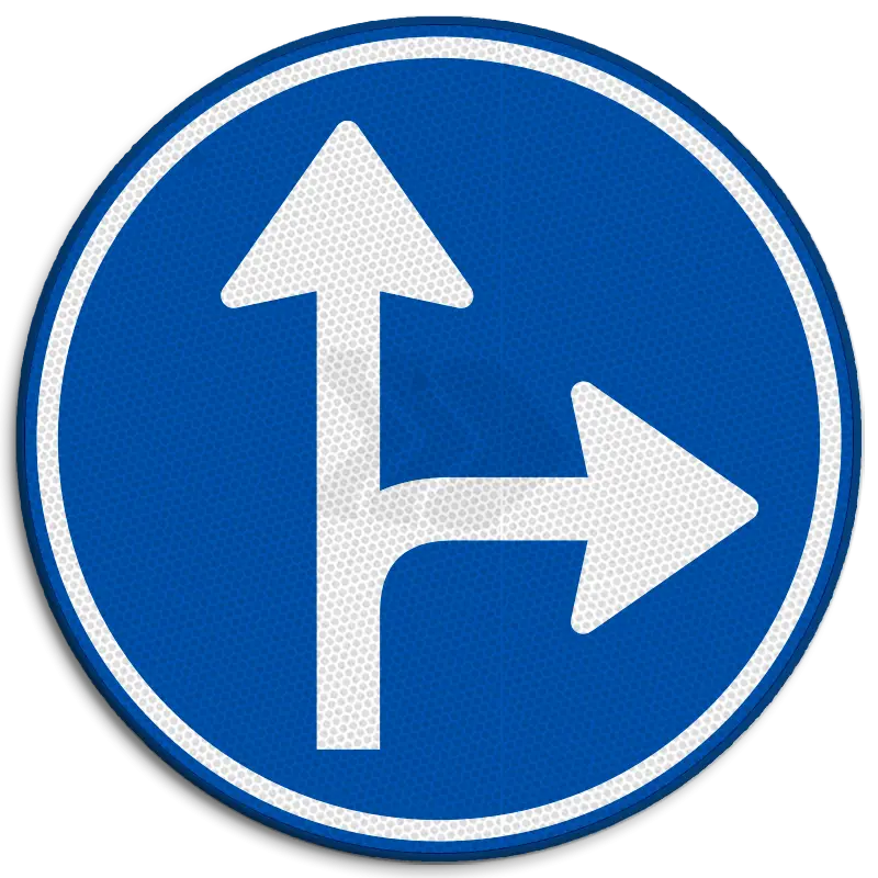 D - RIJRICHTING - verkeersbord-rvv-d06r-verplichte-rijrichting-rechtdoor-of-rechtsaf