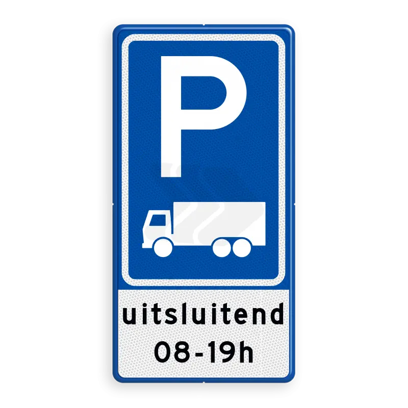 PARKEERBORDEN - verkeersbord-rvv-e08c-3txt-parkeerplaats-vrachtwagens-uitzondering