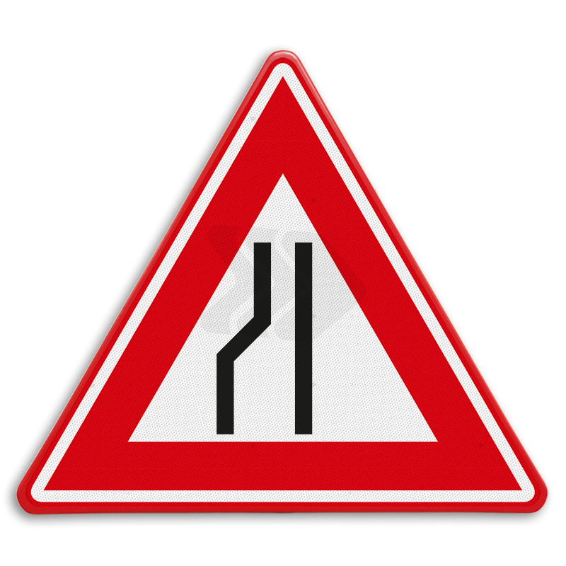 VERBODSBORDEN - verkeersbord-rvv-j19-vooraanduiding-rijbaanversmalling-links