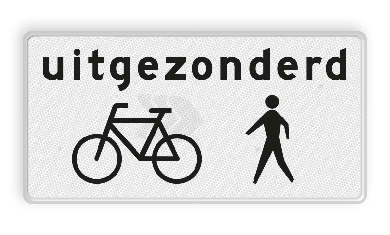 OB - DIVERSEN ONDERBORDEN - verkeersbord-rvv-ob52a-onderbord-uitgezonderd-fietsersvoetgangers