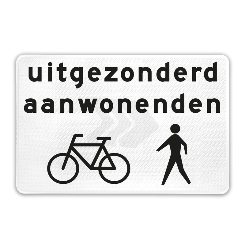 OB - DIVERSEN ONDERBORDEN - verkeersbord-rvv-ob52b-uitgezonderd-aanwonenden-fietsers-en-voetgangers