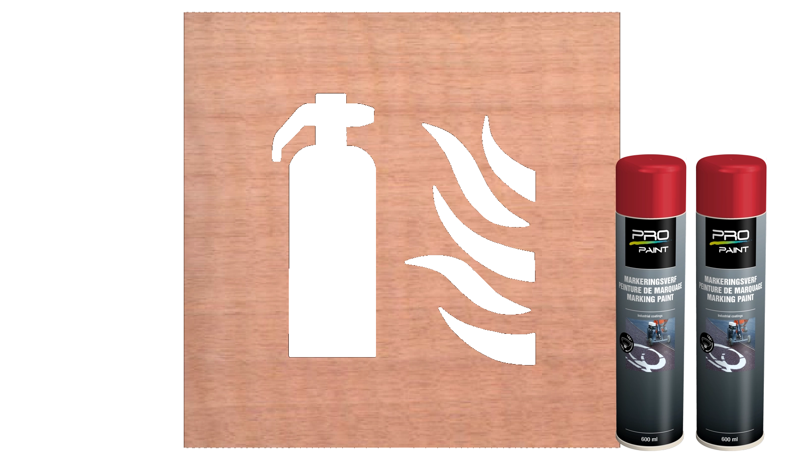 Spuitmallen sjabloon (wegmarkering) - pictogram-brandblusser-markering