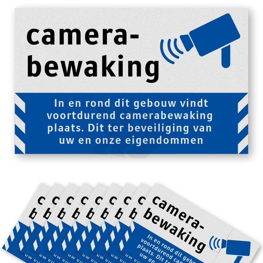 Video en camerabewaking - set-raamstickers-camerabewaking-met-pictogram-en-tekst-10-stuks-bp06-traffictotaal