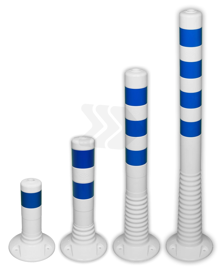 Flexibele afzetpalen - kunststof-flexibele-afzetpaal-wit-blauw-80mm-overrijdbaar