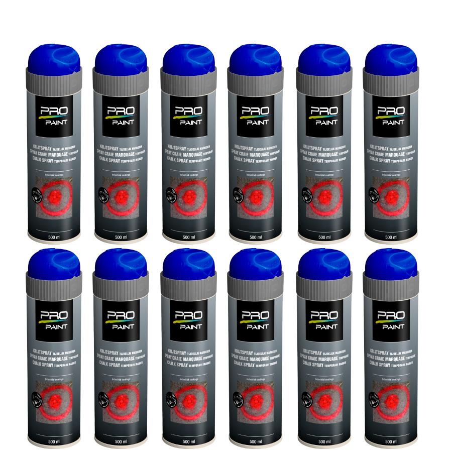 Krijtspray - propaint-doos-12-stuks-krijtspray-blauw-tijdelijk-markeren-wegmarkering