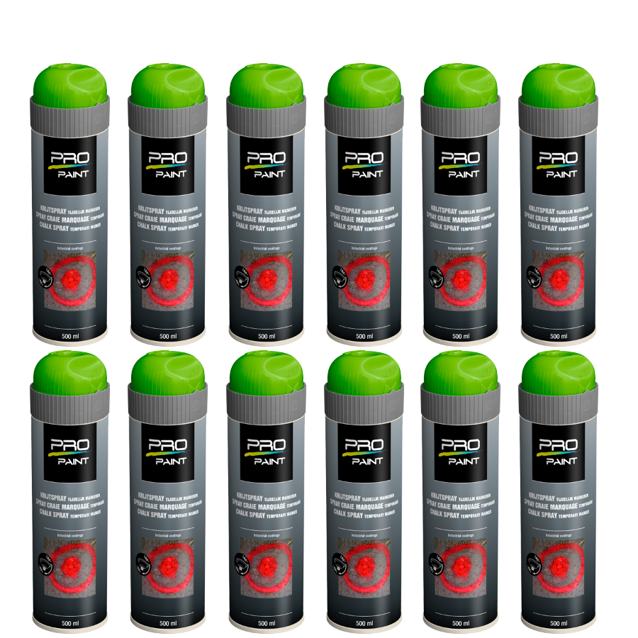 Krijtspray - propaint-doos-12-stuks-krijtspray-groen-tijdelijk-markeren-wegmarkering