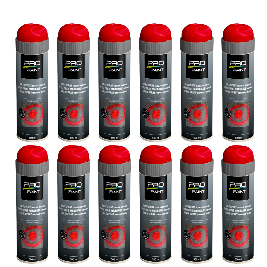 Krijtspray - propaint-doos-12-stuks-krijtspray-rood-tijdelijk-markeren-wegmarkering
