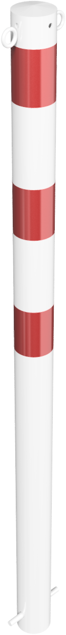 Parkeerpalen - Afzetpaal rond met grondanker rood-wit 76mm met 2 ogen