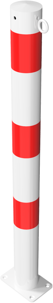 Parkeerpalen - Afzetpaal rond met grondplaat rood-wit 76mm met 1 oog