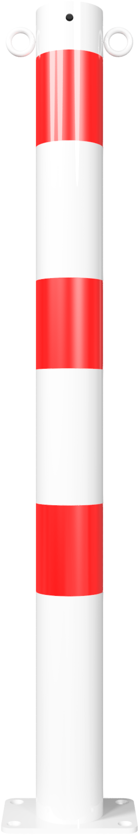 Parkeerpalen - Afzetpaal rond met grondplaat rood-wit 76mm met 2 ogen