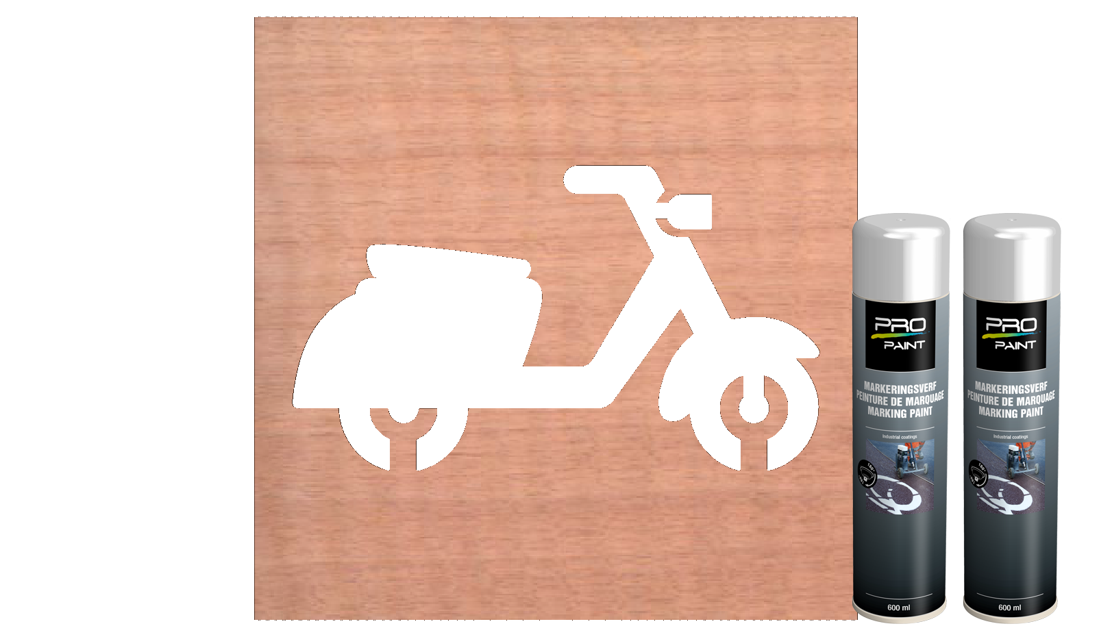 Spuitmallen (wegmarkering) - wegmarkering-symbool-scooter-parkeerplaats