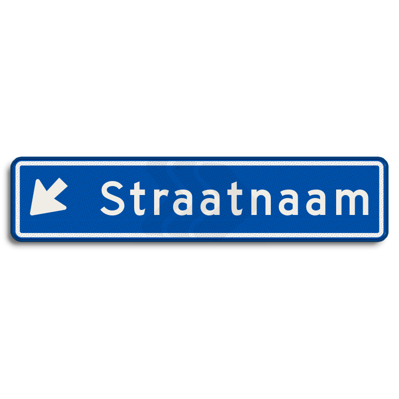 Straatnaambord - straatnaambord-12-karakters-900x200-mm-pijlnaarschuinbenedenlinks-nen-1772-Traffictotaal.nl