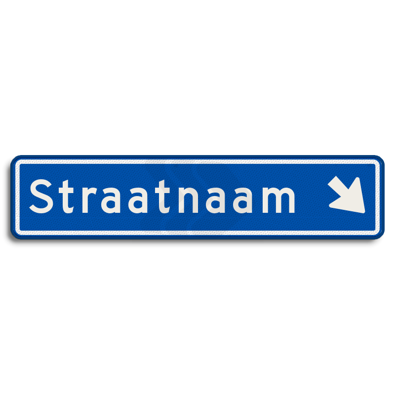 Straatnaambord - straatnaambord-12-karakters-900x200-mm-pijlnaarschuinbenedenrechts-nen-1772-Traffictotaal.nl