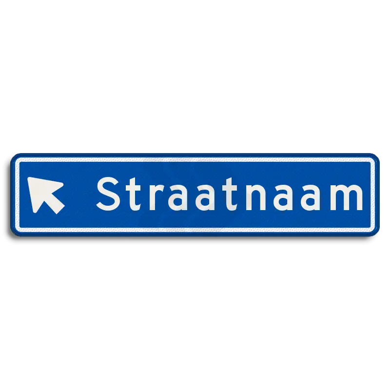Straatnaamborden - straatnaambord-12-karakters-900x200-mm-pijlnaarschuinbovenlinks-nen-1772-Traffictotaal.nl