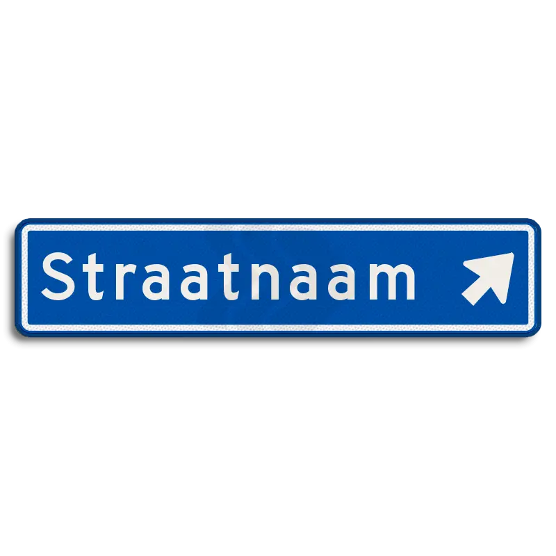 Straatnaamborden - straatnaambord-12-karakters-900x200-mm-pijlnaarschuinbovenrechts-nen-1772-Traffictotaal.nl