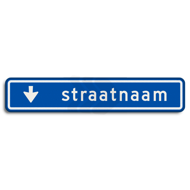 Straatnaambord - straatnaambord-14-karakters-800x150-mm-met-pijl-naar-beneden-nen-1772-Traffictotaal