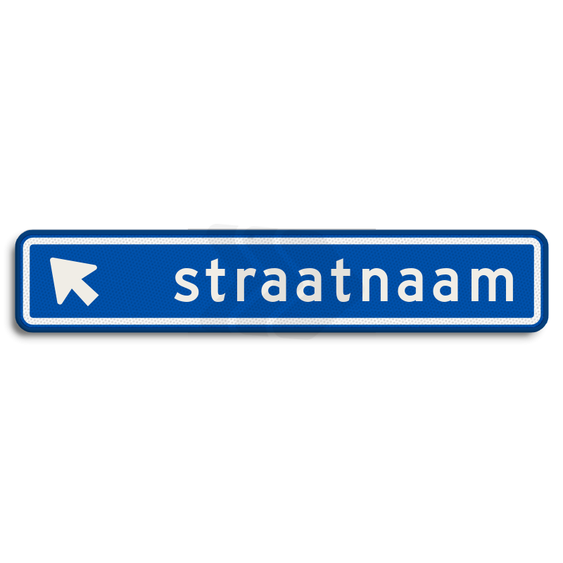Straatnaambord - straatnaambord-14-karakters-800x150-mm-met-pijl-naar-links-boven-nen-1772-Traffictotaal