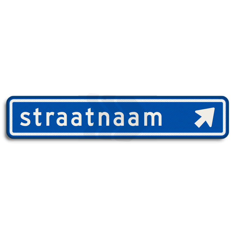 Straatnaambord - straatnaambord-14-karakters-800x150-mm-met-pijl-naar-rechts-boven-nen-1772-Traffictotaal