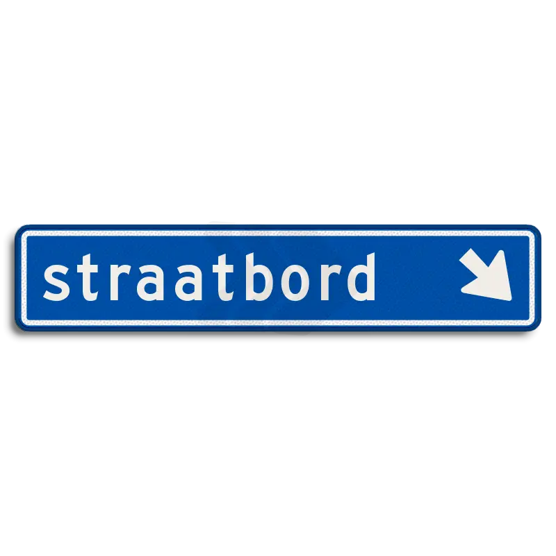 Straatnaamborden - straatnaambord-14-karakters-900x200-mm-pijlnaarrechtsbeneden-nen-1772-Traffictotaal.nl
