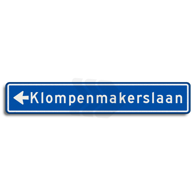 Straatnaambord - straatnaambord-17-karakters-1180x200-mm-metpijlnaarlinks-nen-1772-Traffictotaal.nl
