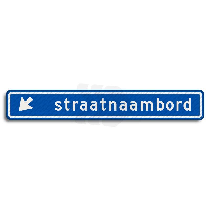 Straatnaambord - straatnaambord-18-karakters-1000x150-mm-met-pijl%20naar%20beneden%20links-nen-1772-Traffictotaal.nl